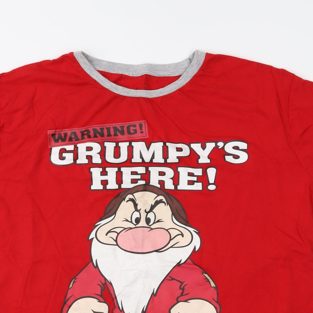 Disney Mens Red  Jersey  T-Shirt Size 2XL  - Disney Grumpy