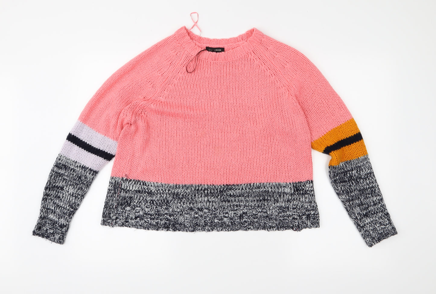 QED London Womens Pink Striped Knit Pullover Jumper Size M