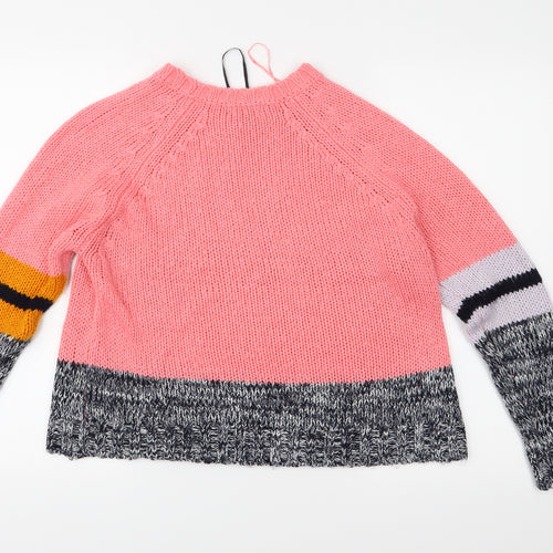 QED London Womens Pink Striped Knit Pullover Jumper Size M