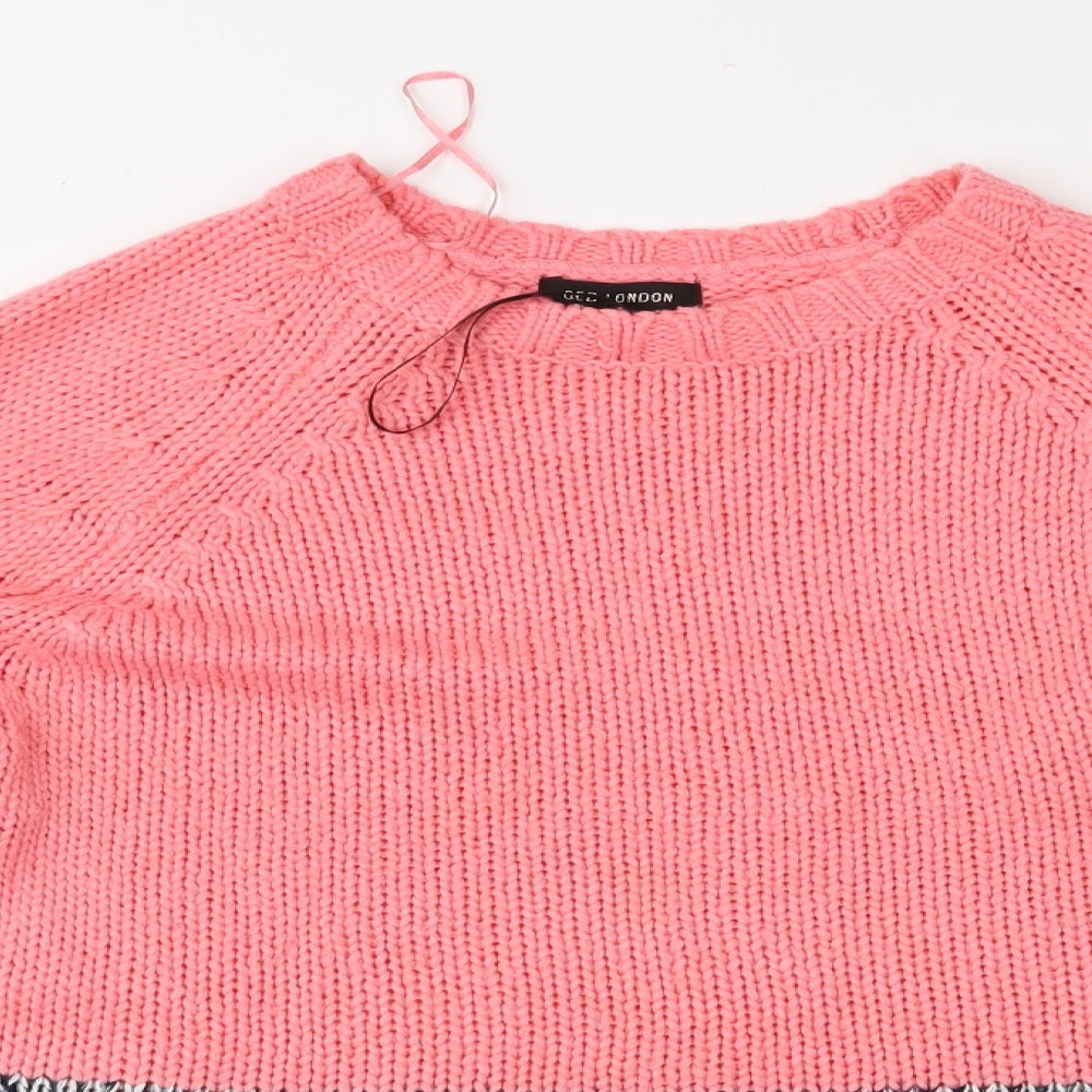 QED London Womens Pink Striped Knit Pullover Jumper Size M