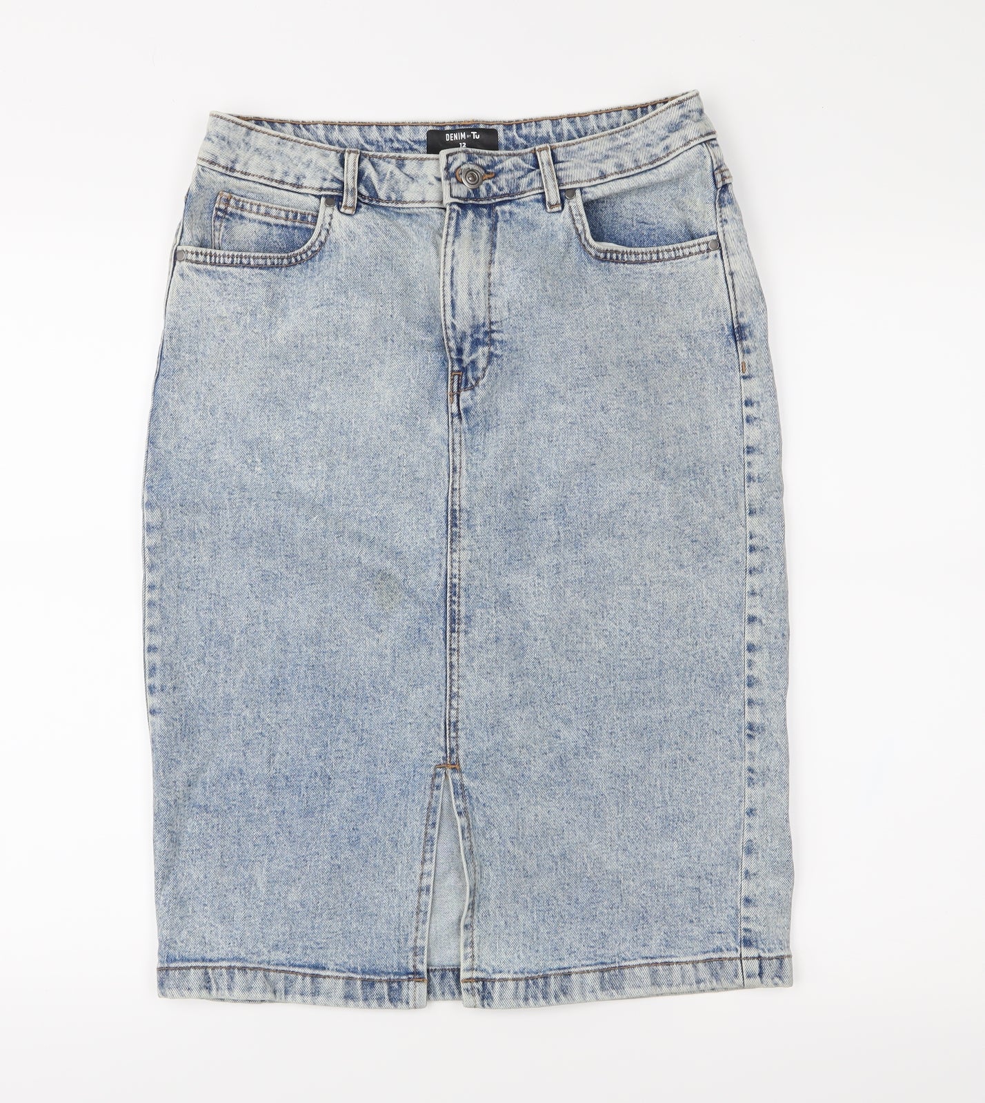 TU Womens Blue  Denim Straight & Pencil Skirt Size 12