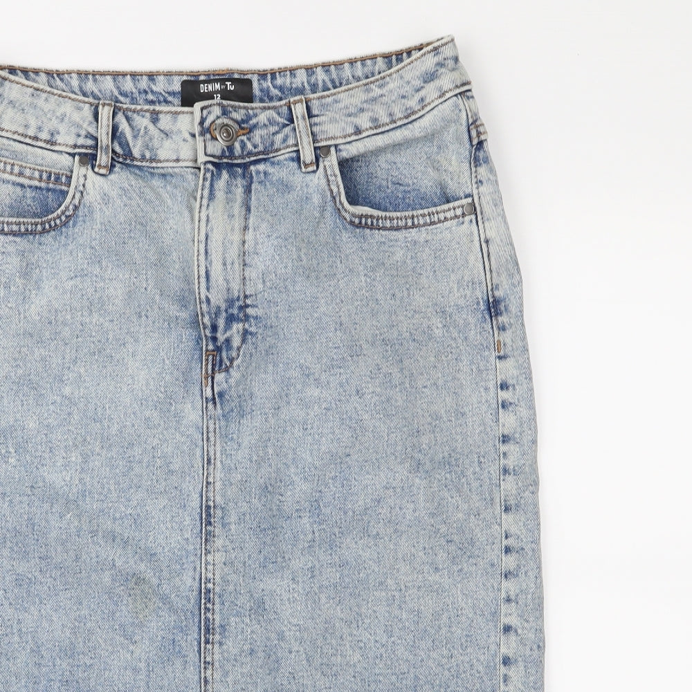 TU Womens Blue  Denim Straight & Pencil Skirt Size 12
