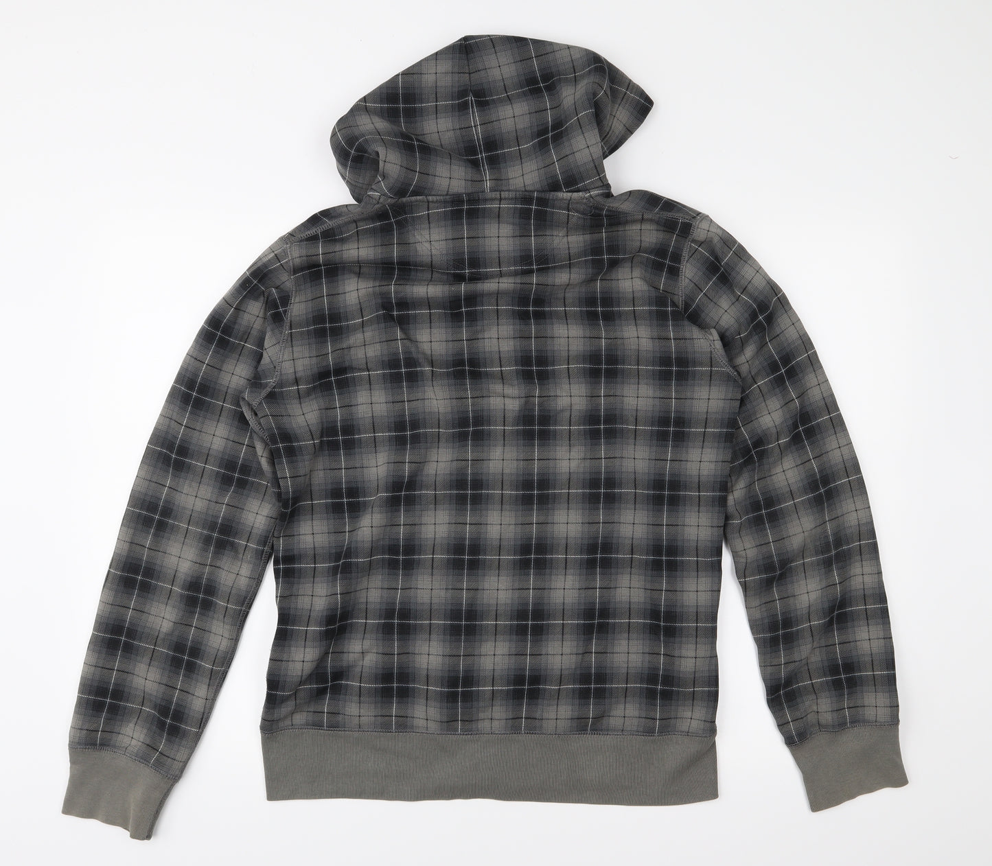 UNI QLO Mens Grey Check  Full Zip Hoodie Size M