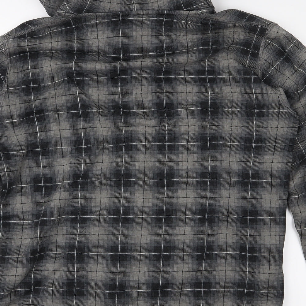 UNI QLO Mens Grey Check  Full Zip Hoodie Size M