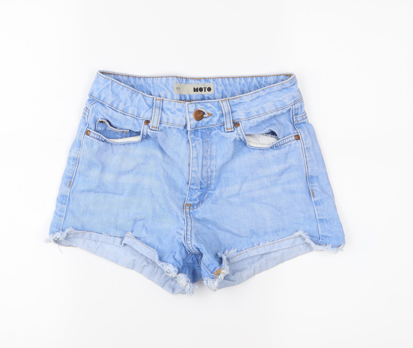 Topshop Womens Blue  Denim Cut-Off Shorts Size 8