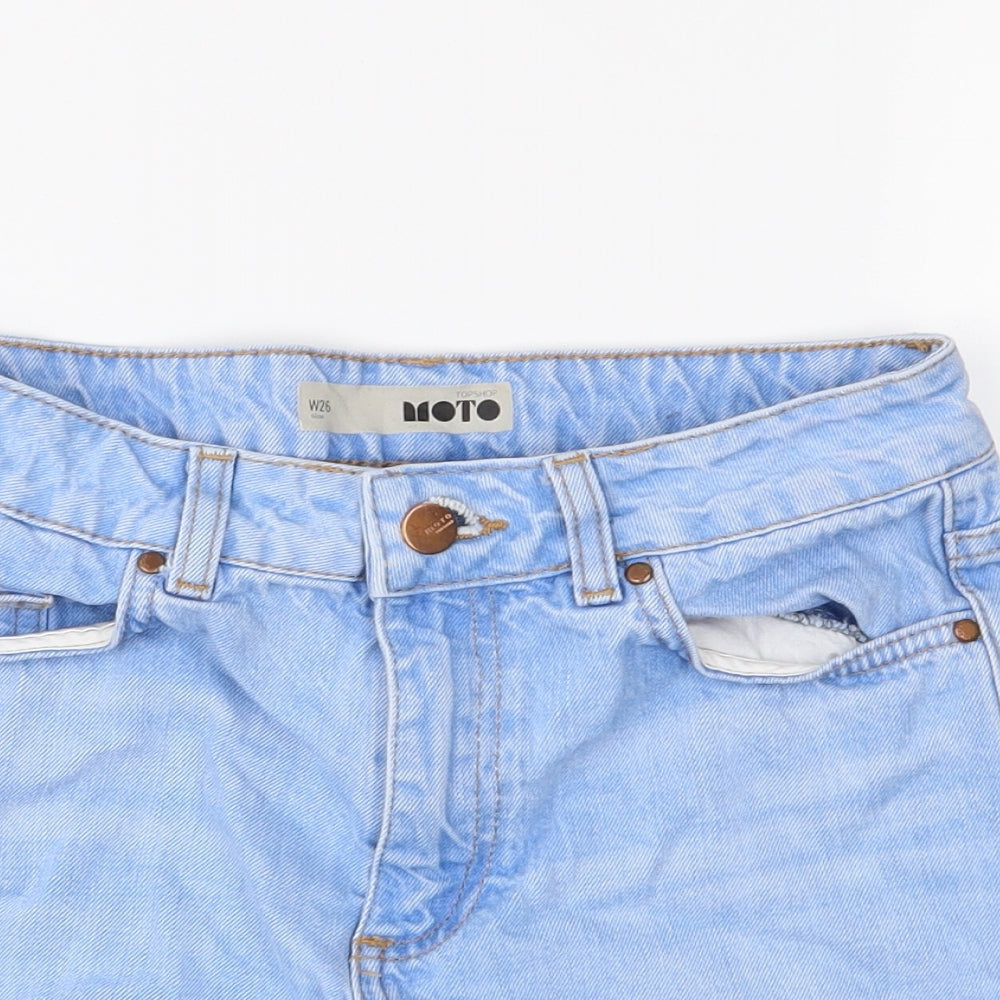 Topshop Womens Blue  Denim Cut-Off Shorts Size 8