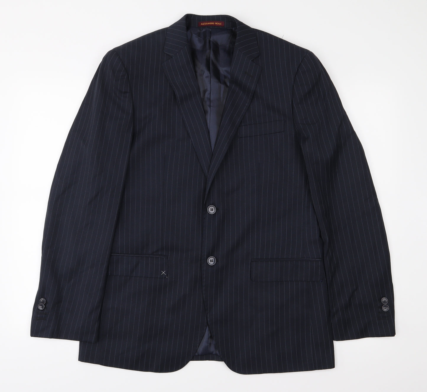 Alessandro Reale Mens Blue Striped  Jacket Suit Jacket Size 38