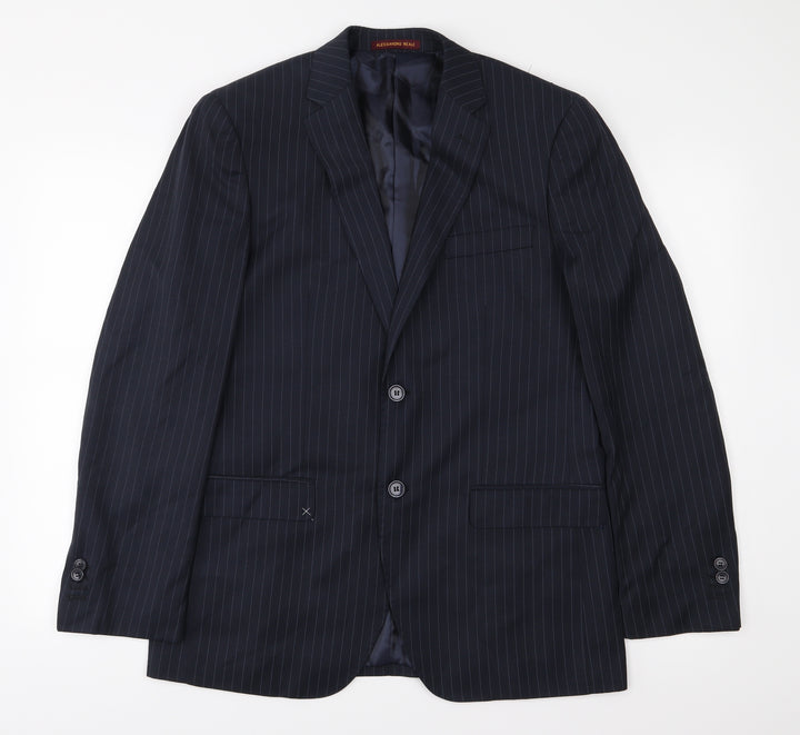 Alessandro Reale Mens Blue Striped  Jacket Suit Jacket Size 38