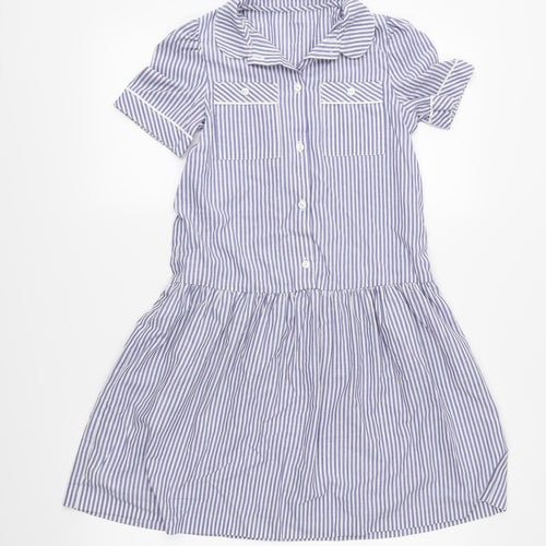 St Michael Girls Blue Striped  Fit & Flare  Size 10 Years