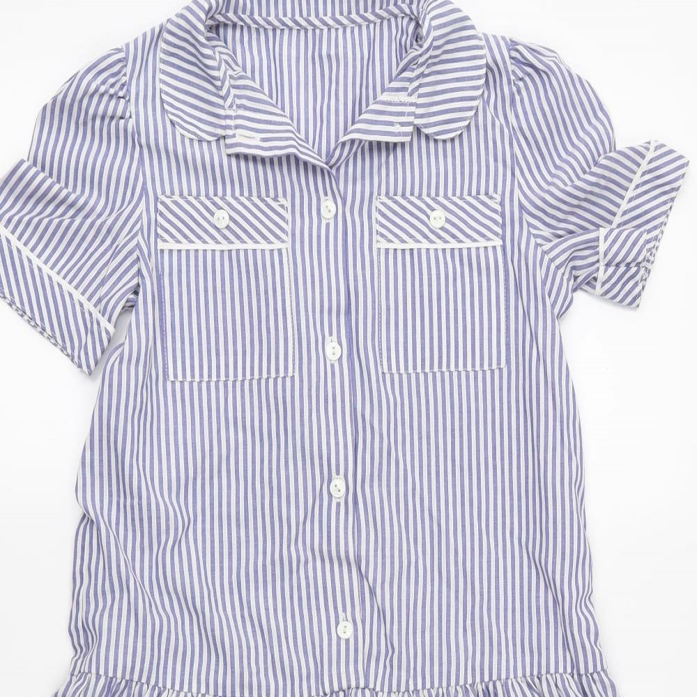 St Michael Girls Blue Striped  Fit & Flare  Size 10 Years