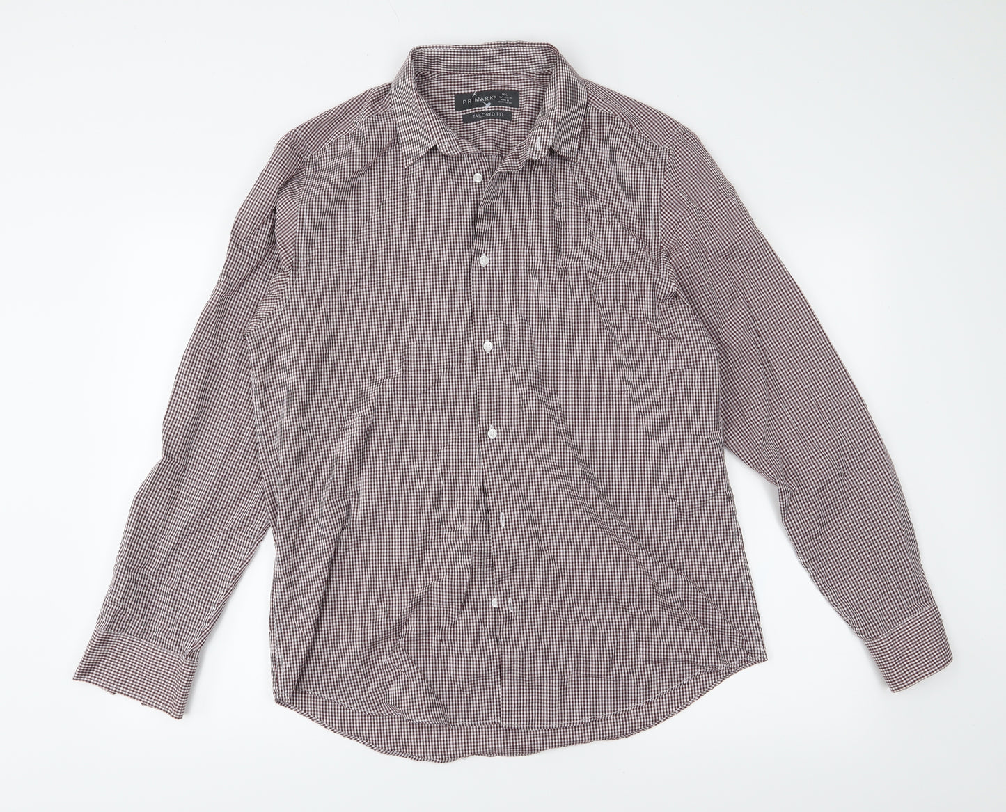 Primark Mens Red Check   Button-Up Size 16