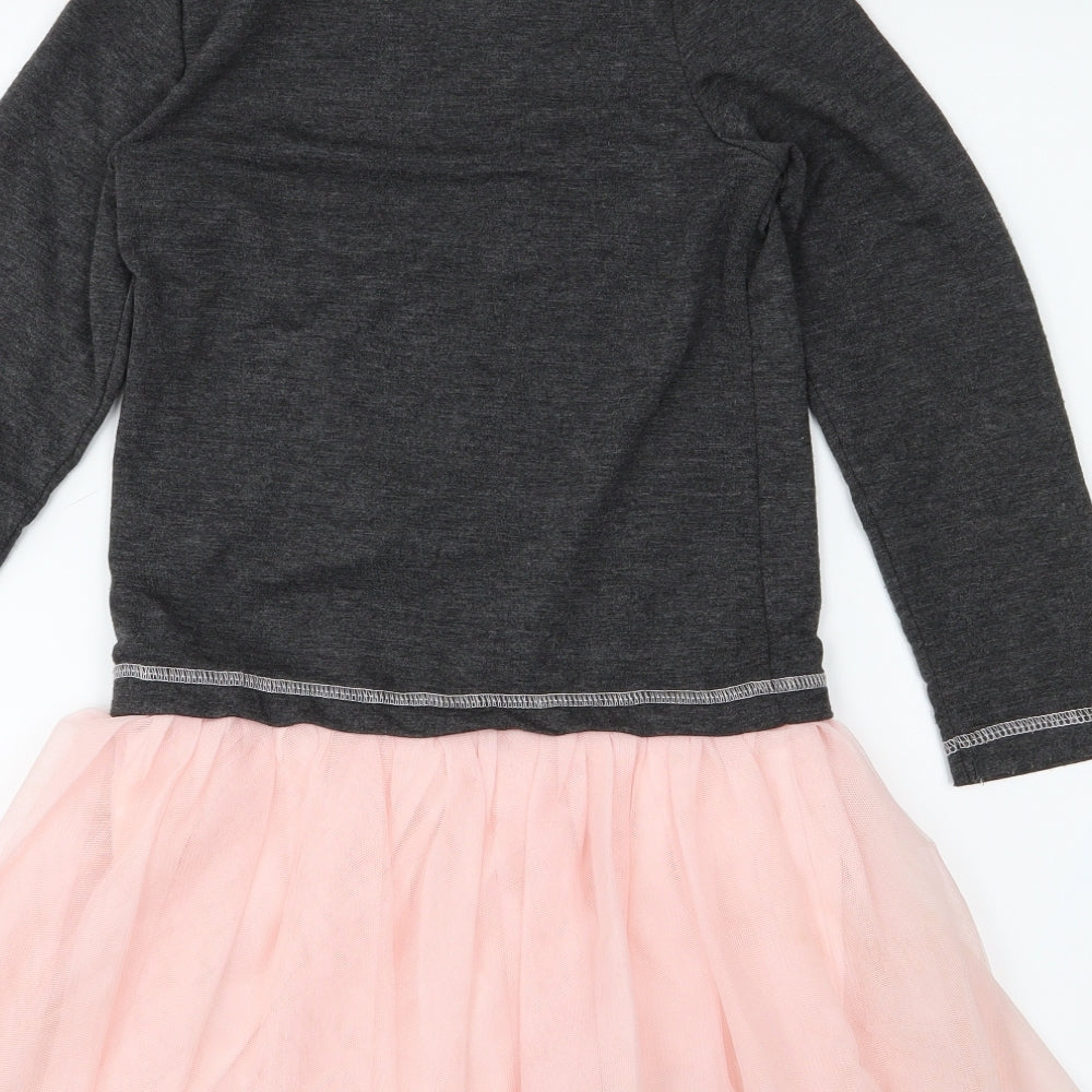 Pink & Violet Girls Grey  Jersey Fit & Flare  Size 8 Years