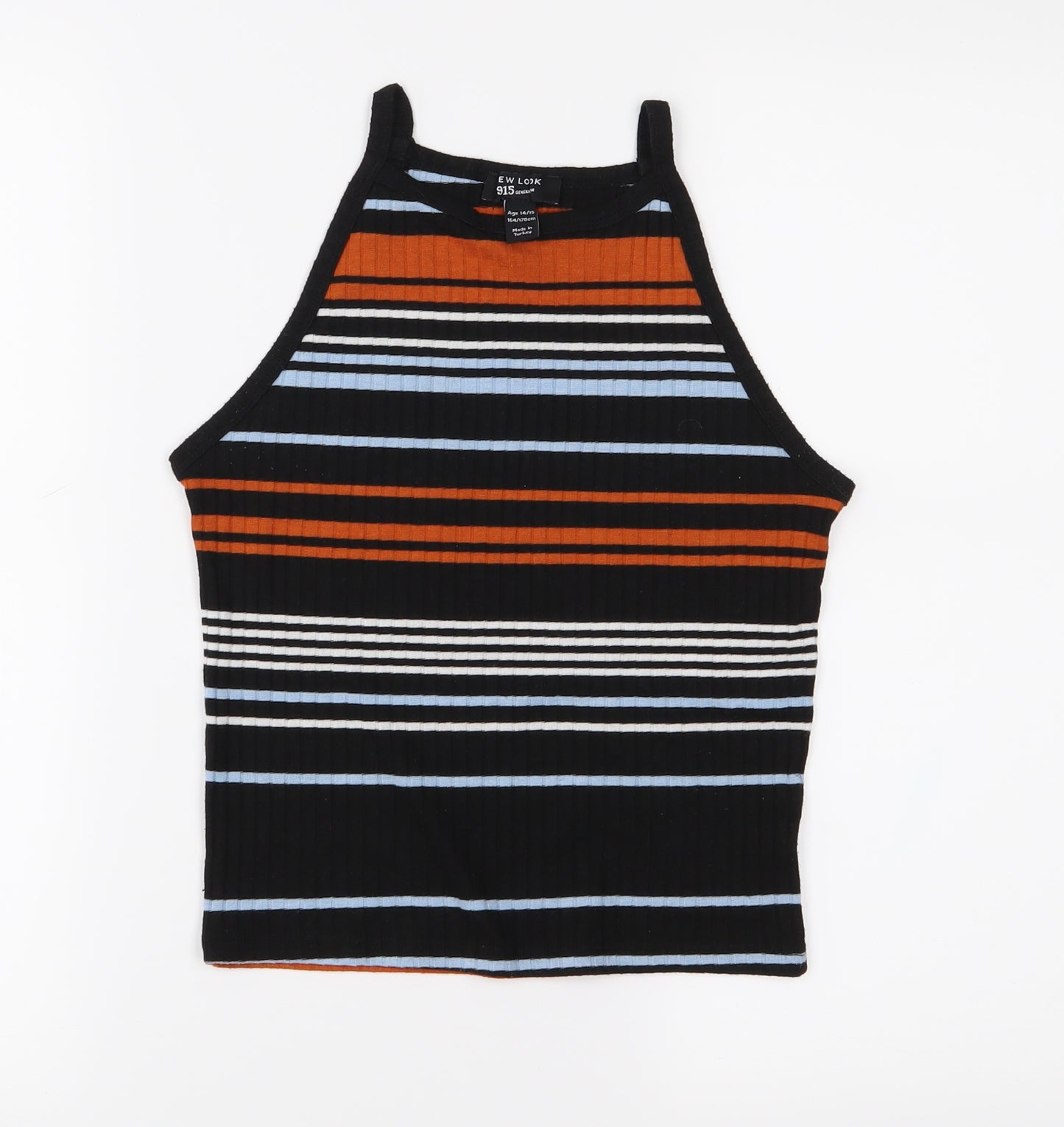 New Look Girls Black Striped  Basic Tank Size 14-15 Years