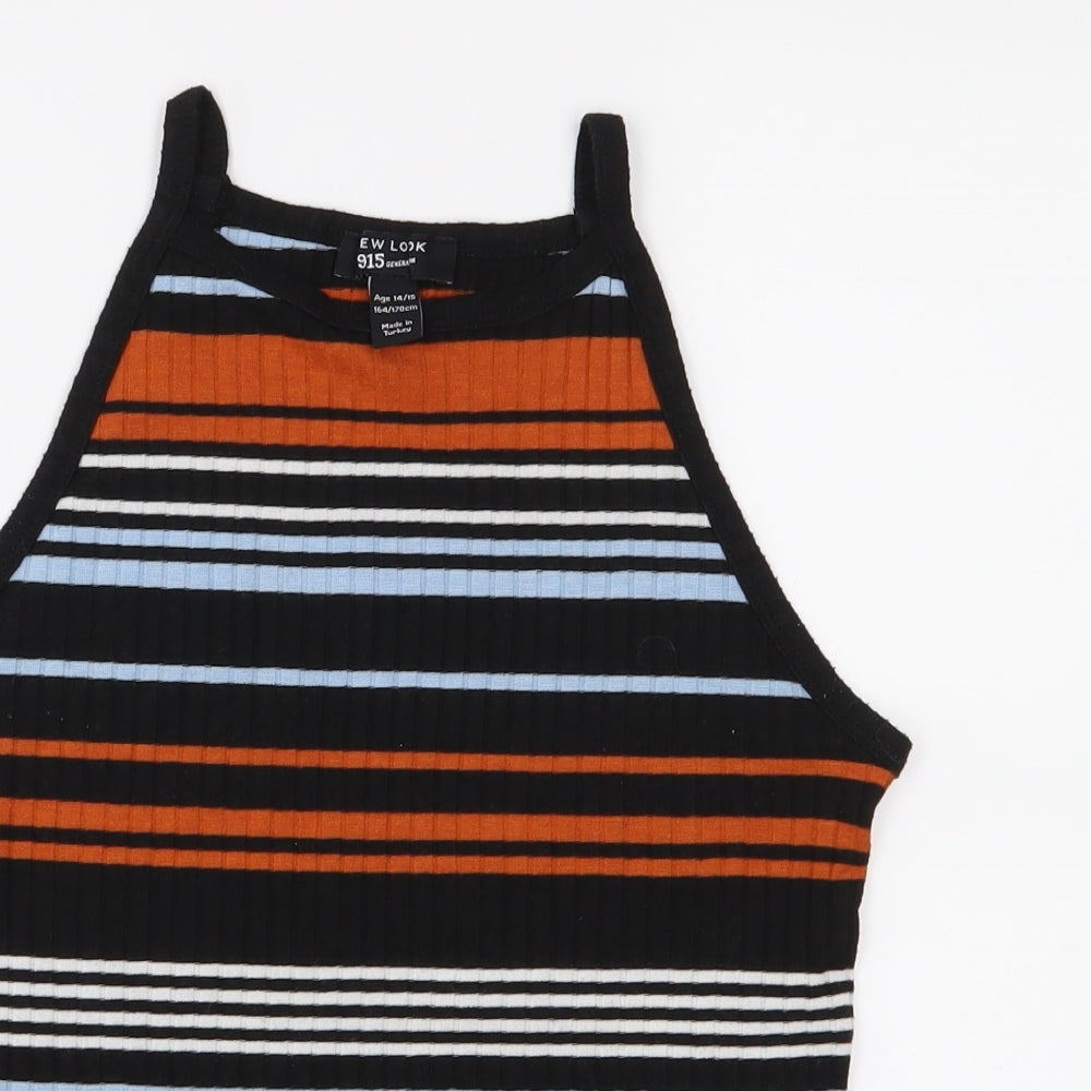 New Look Girls Black Striped  Basic Tank Size 14-15 Years