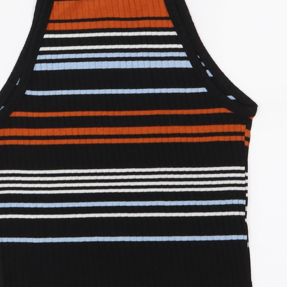 New Look Girls Black Striped  Basic Tank Size 14-15 Years