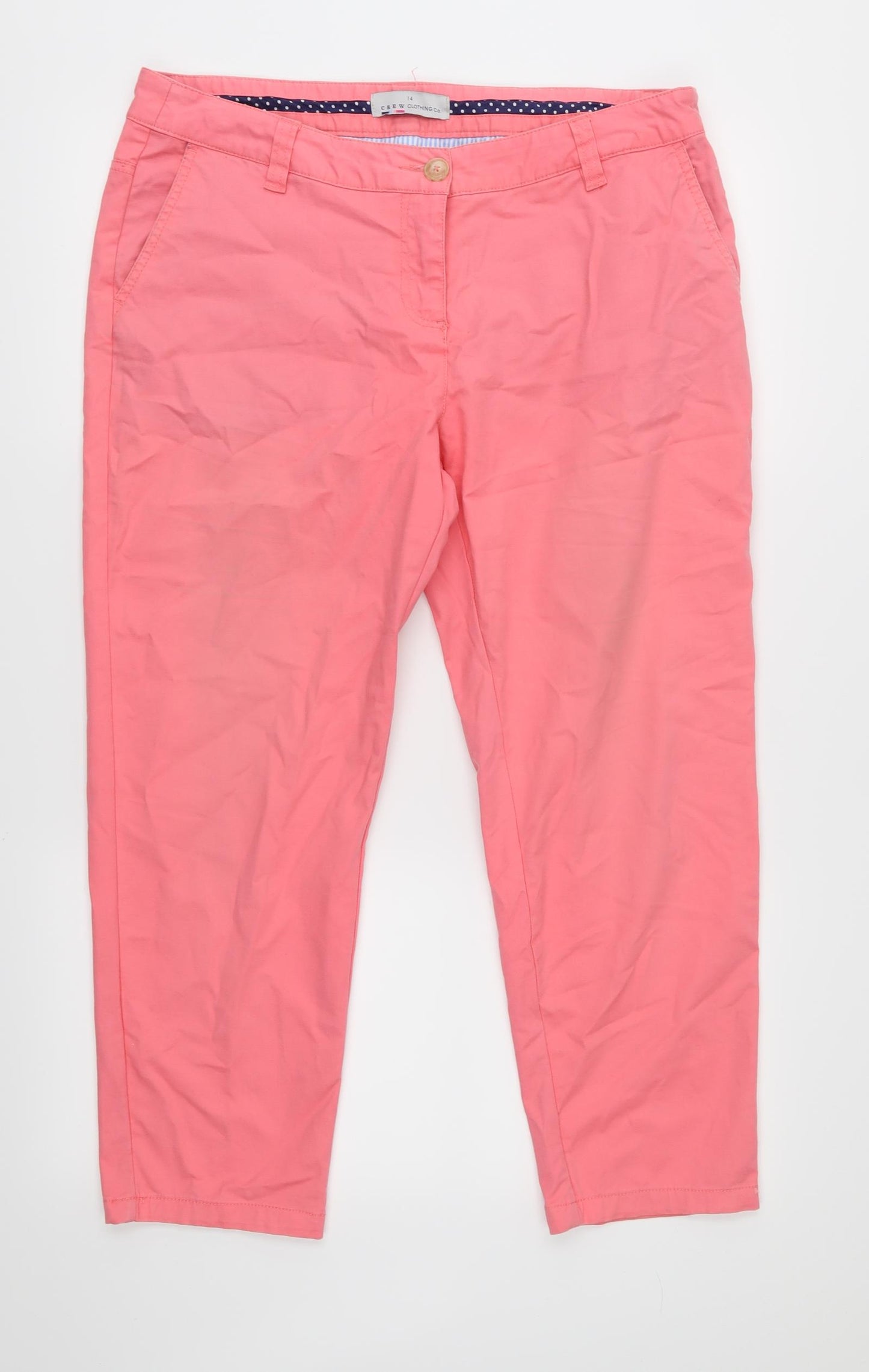 Crew Clothing Womens Pink   Cropped Trousers Size 14 L25 in