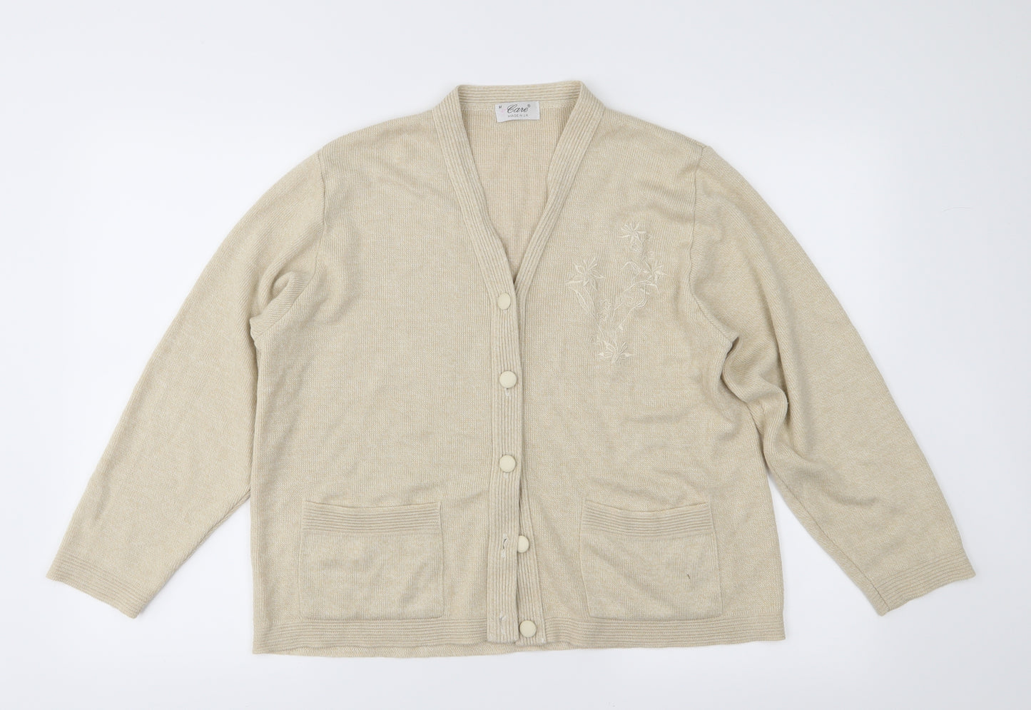 Care Womens Beige  Knit Cardigan Jumper Size M