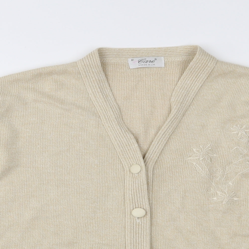 Care Womens Beige  Knit Cardigan Jumper Size M