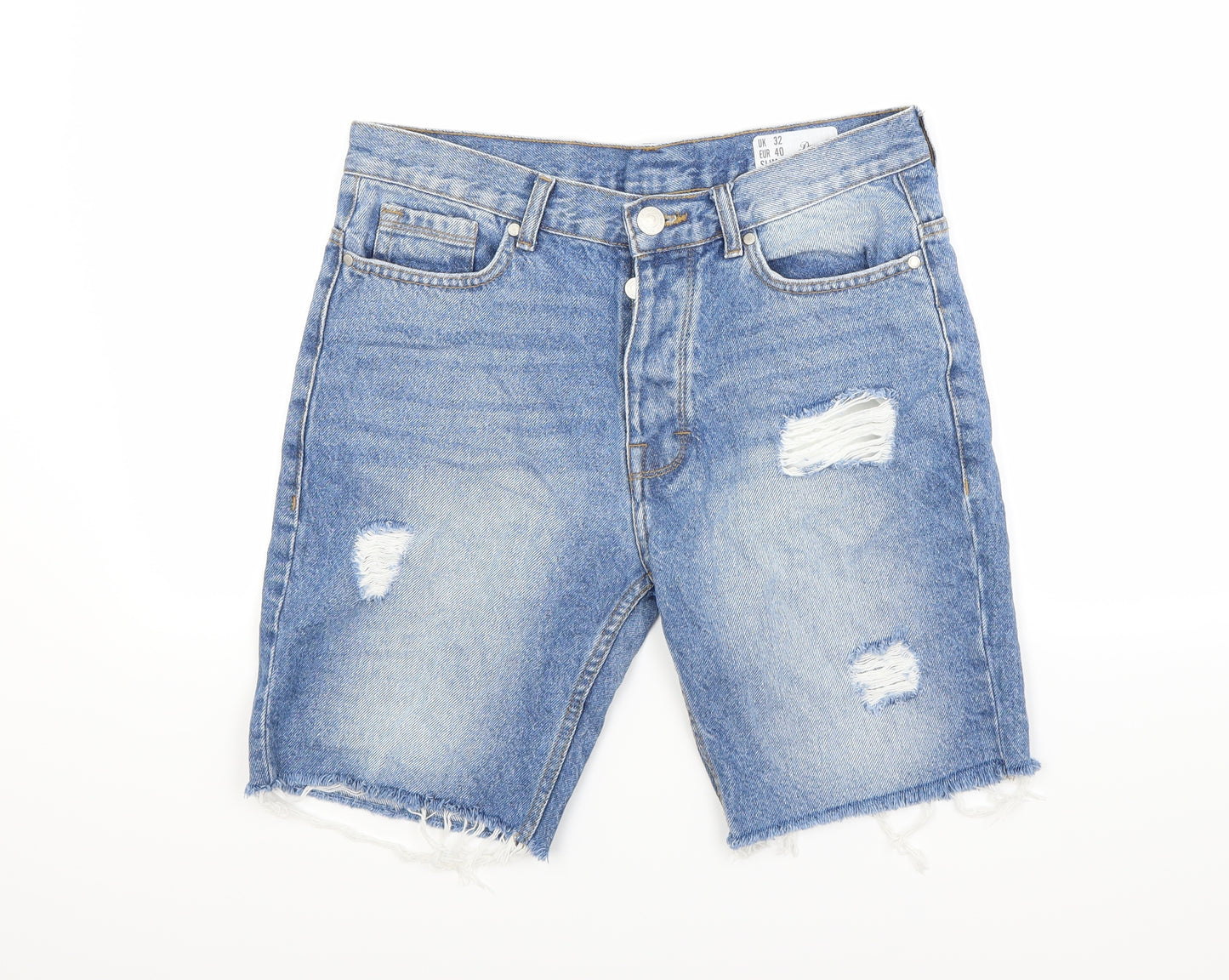 Primark Mens Blue  Denim Chino Shorts Size 32