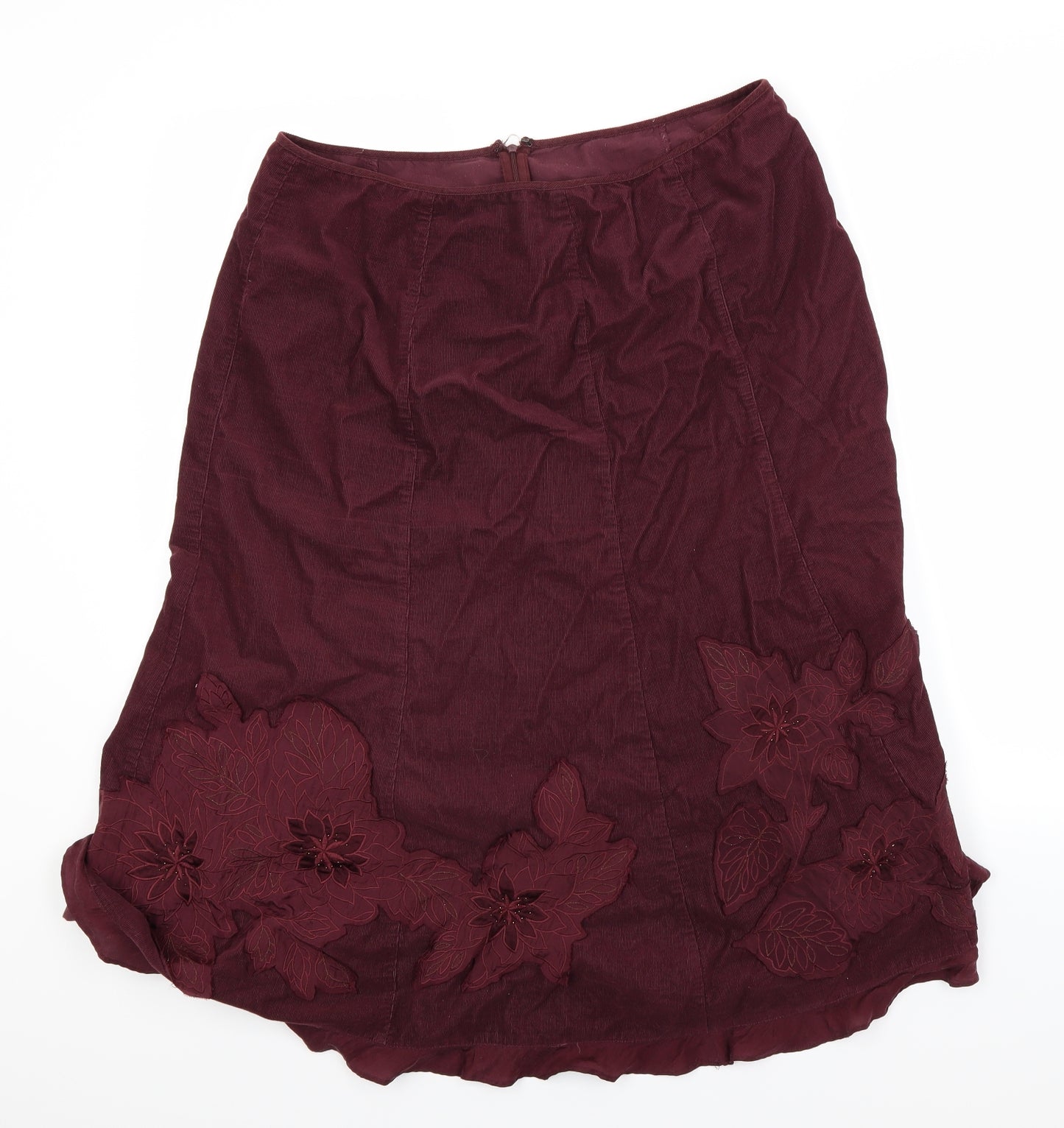 Monsoon Womens Red  Corduroy Flare Skirt Size 14