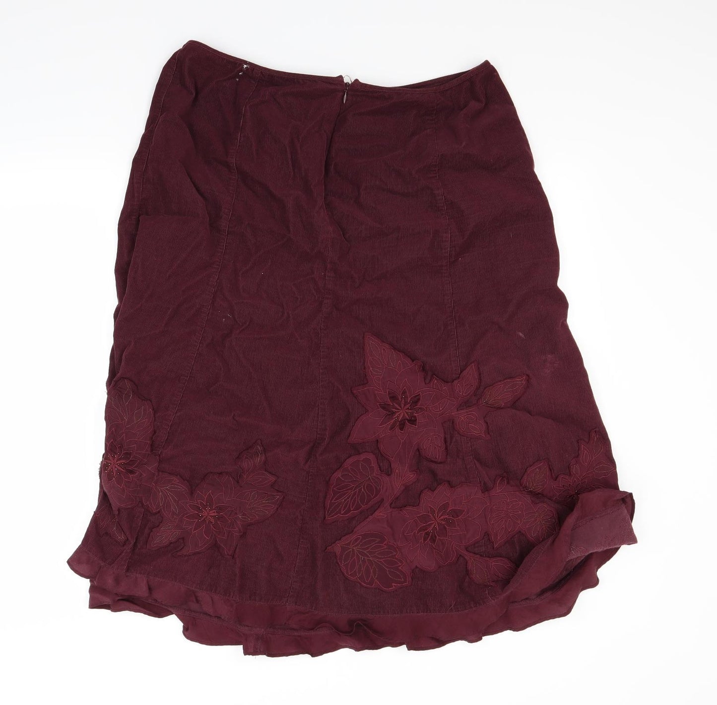 Monsoon Womens Red  Corduroy Flare Skirt Size 14