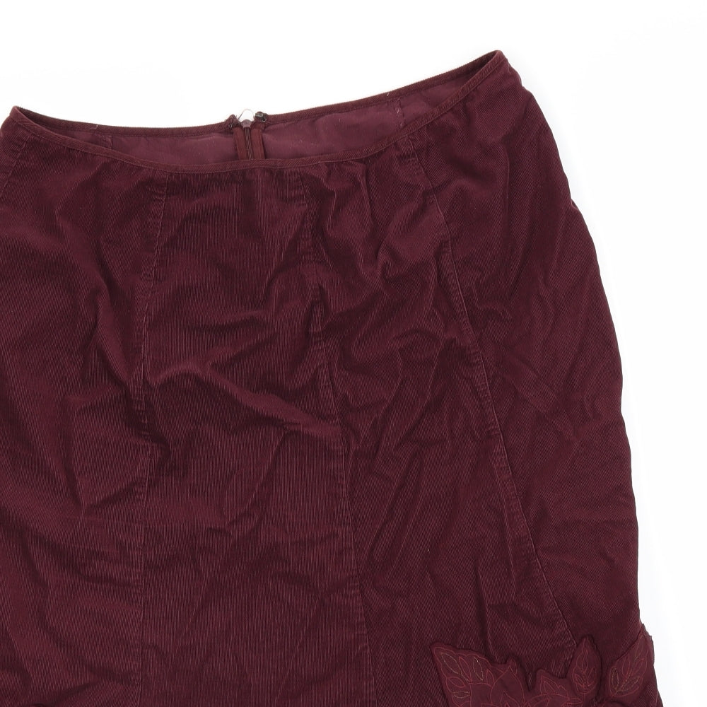Monsoon Womens Red  Corduroy Flare Skirt Size 14