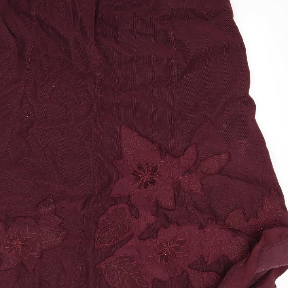 Monsoon Womens Red  Corduroy Flare Skirt Size 14