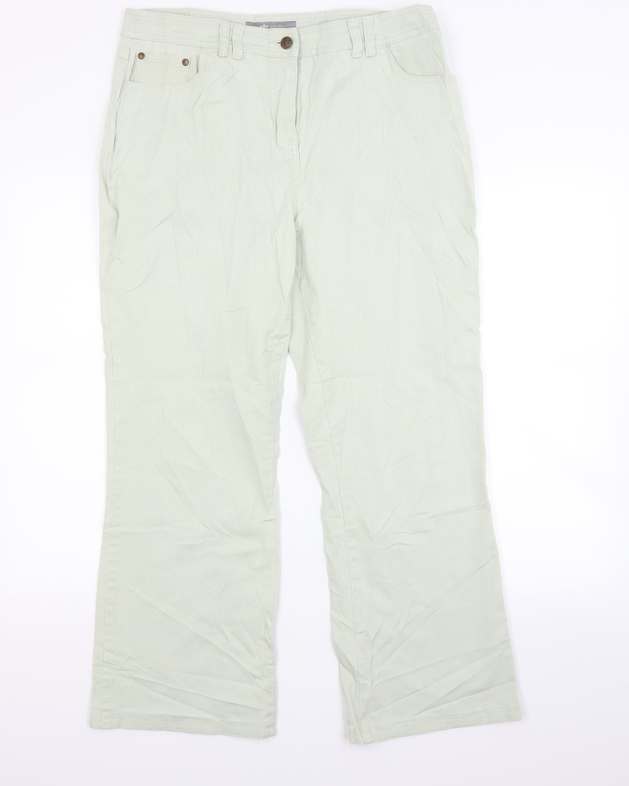 peruna Womens Green  Denim Straight Jeans Size 14 L28 in