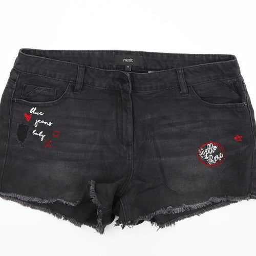 NEXT Womens Black  Denim Cut-Off Shorts Size 12