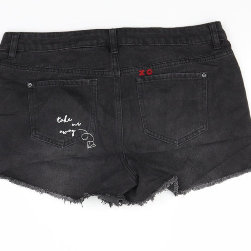 NEXT Womens Black  Denim Cut-Off Shorts Size 12