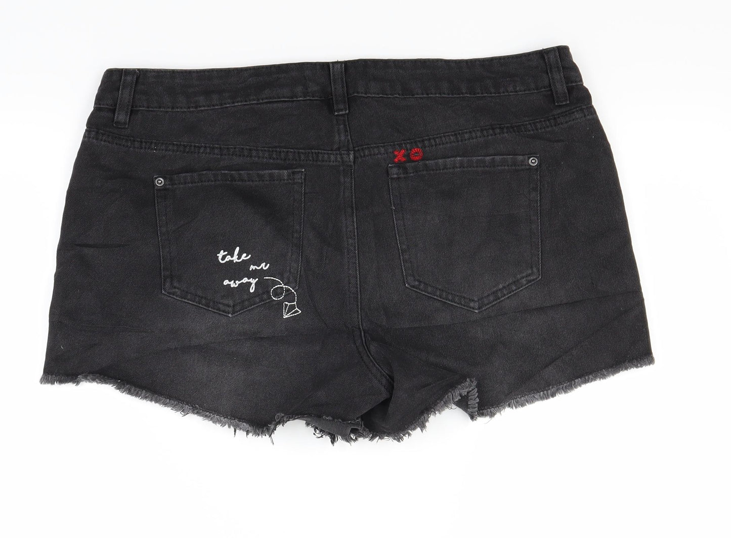NEXT Womens Black  Denim Cut-Off Shorts Size 12
