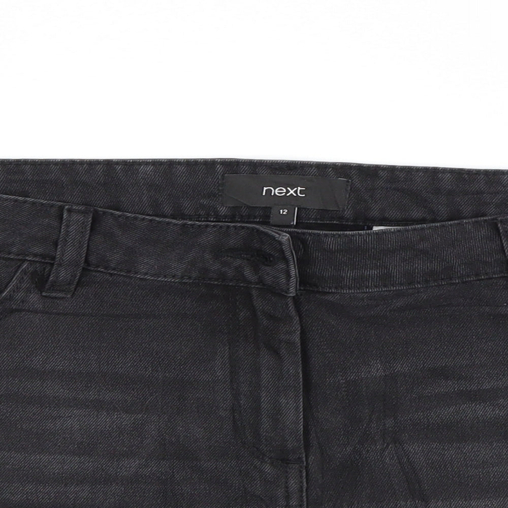 NEXT Womens Black  Denim Cut-Off Shorts Size 12