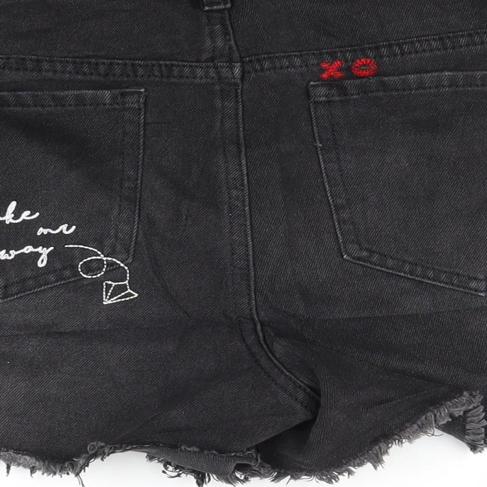 NEXT Womens Black  Denim Cut-Off Shorts Size 12