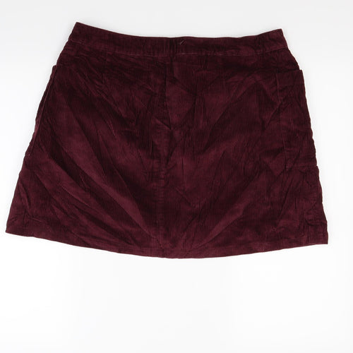 Very Womens Red  Corduroy Mini Skirt Size 14