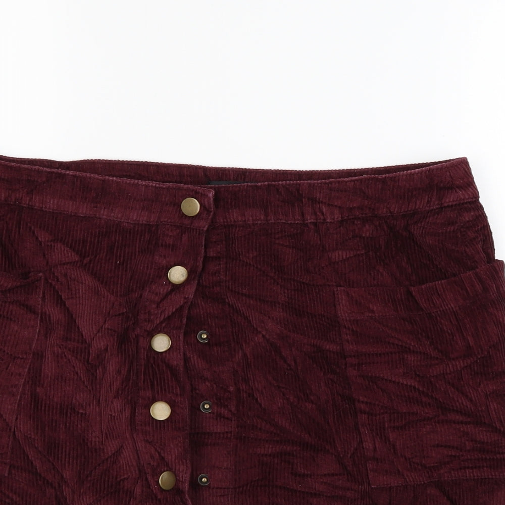Very Womens Red  Corduroy Mini Skirt Size 14