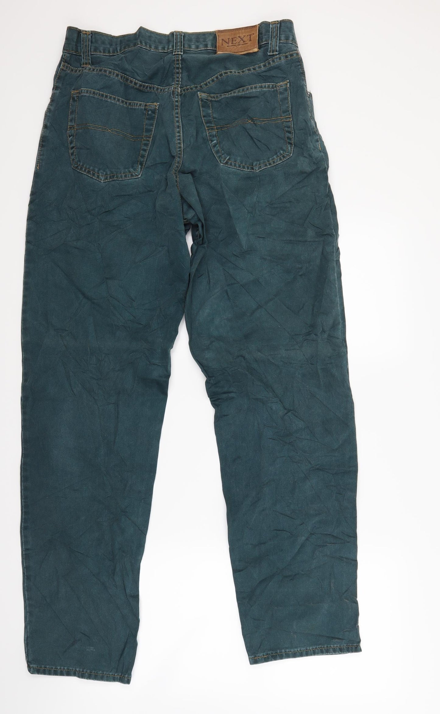 NEXT Mens Green  Denim Straight Jeans Size 32 L32 in