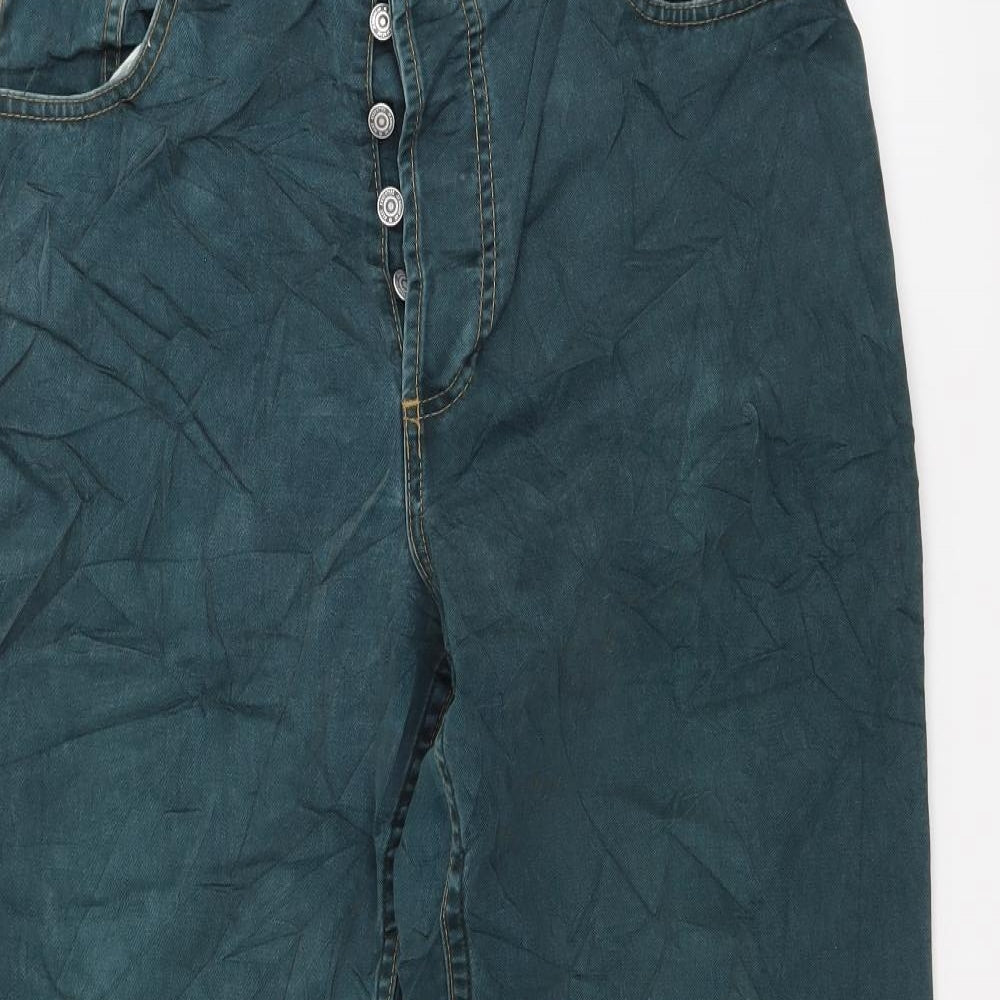 NEXT Mens Green  Denim Straight Jeans Size 32 L32 in