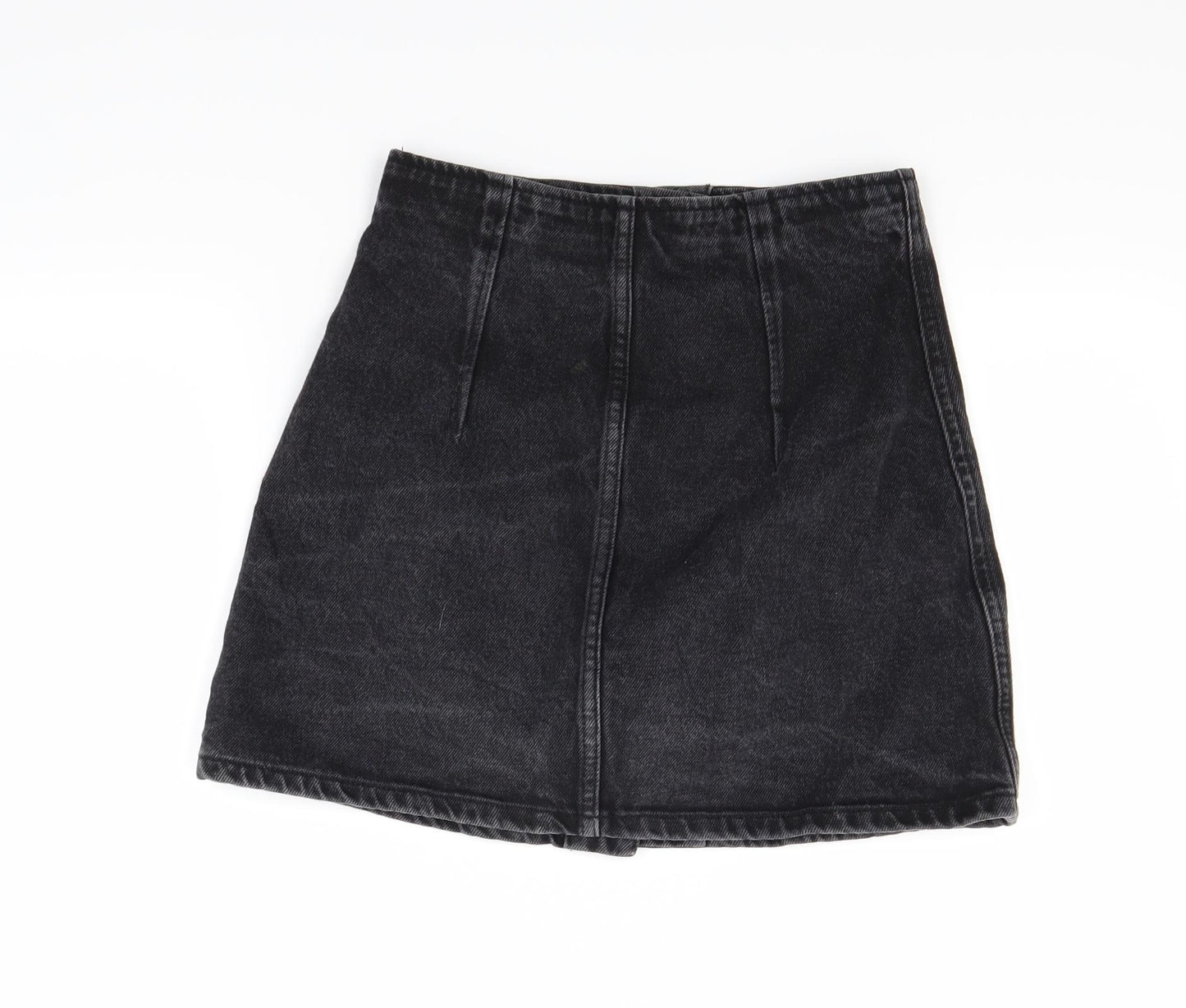 Topshop Womens Black  Denim Mini Skirt Size 8