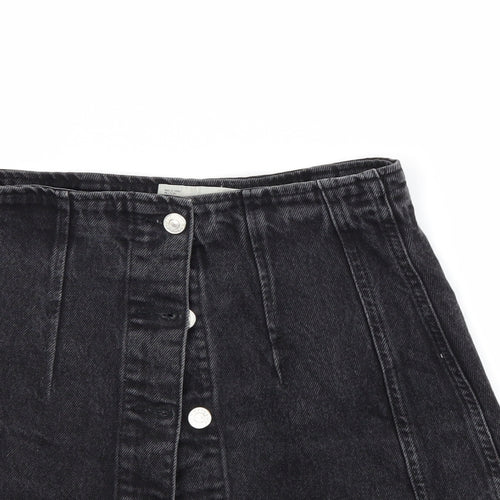 Topshop Womens Black  Denim Mini Skirt Size 8