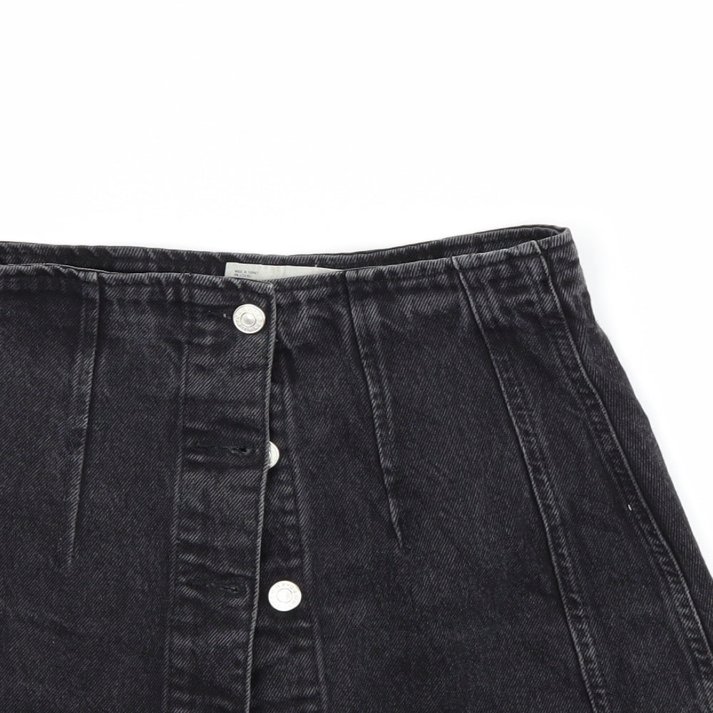 Topshop Womens Black  Denim Mini Skirt Size 8