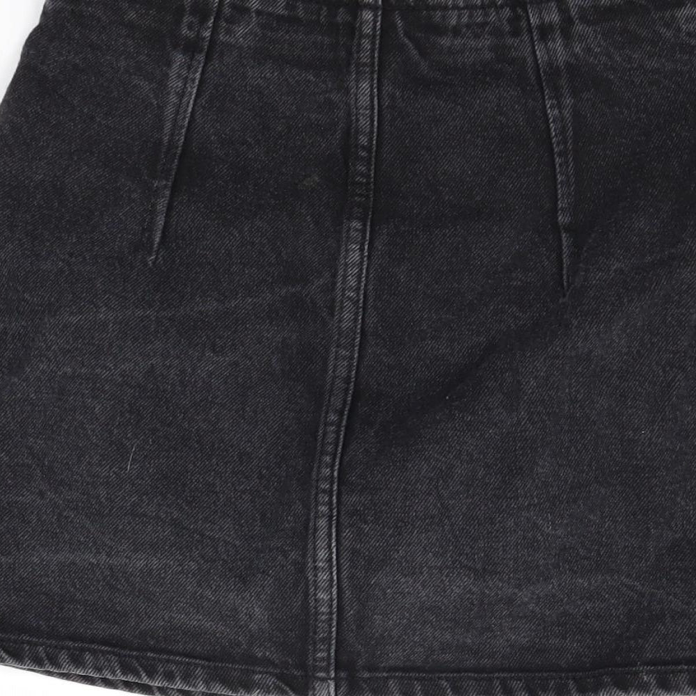 Topshop Womens Black  Denim Mini Skirt Size 8