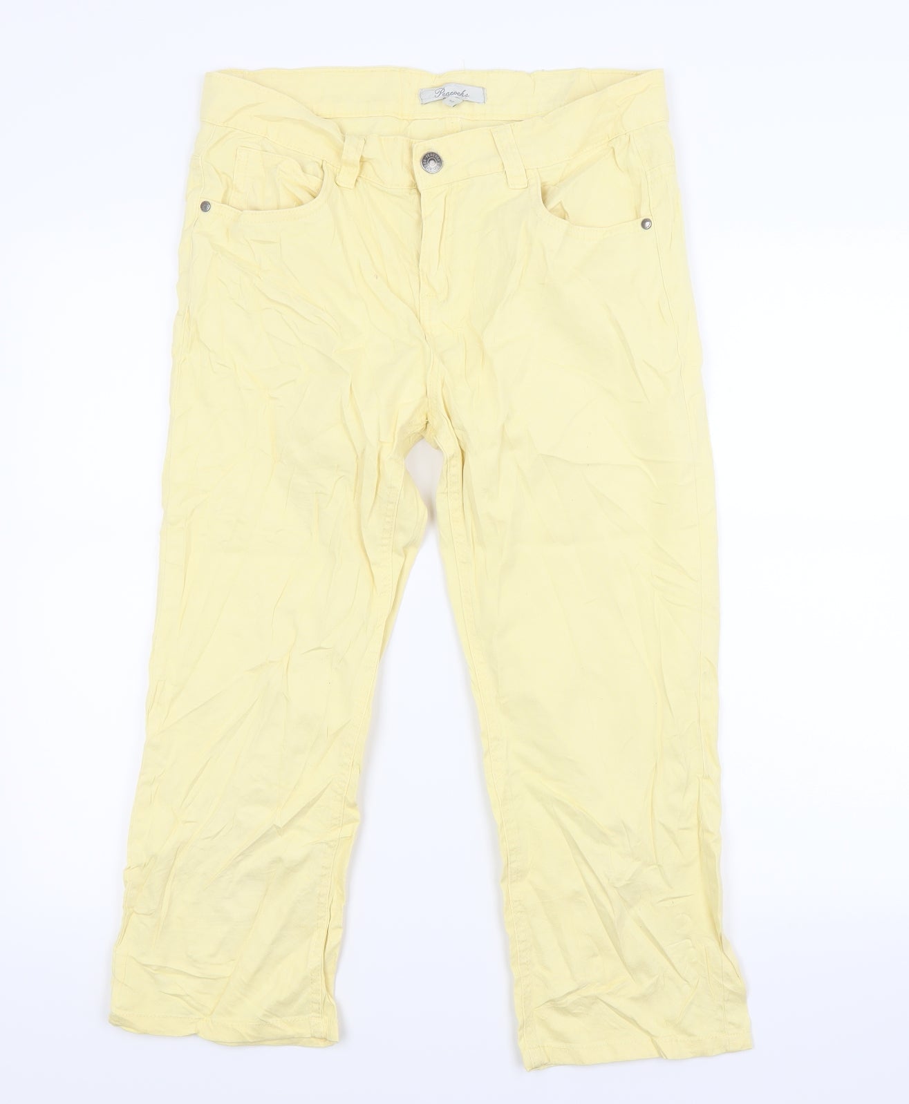 Peacocks Womens Yellow  Denim Capri Jeans Size 12 L24 in
