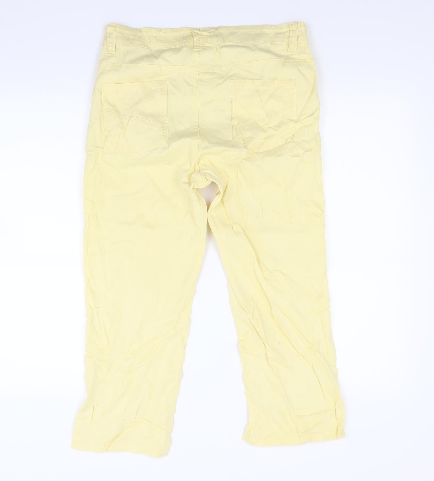 Peacocks Womens Yellow  Denim Capri Jeans Size 12 L24 in