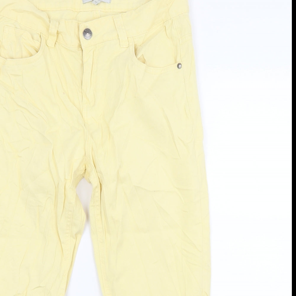 Peacocks Womens Yellow  Denim Capri Jeans Size 12 L24 in
