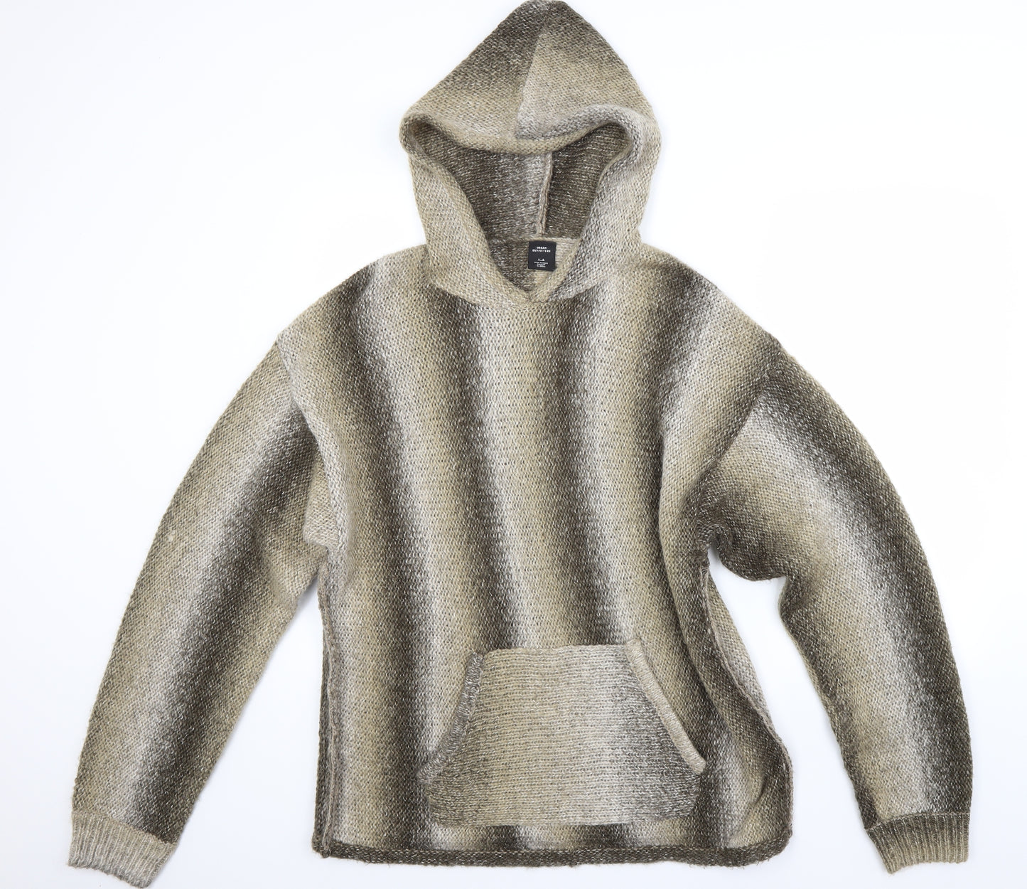 Urban Outfitters Mens Brown Striped  Pullover Hoodie Size L