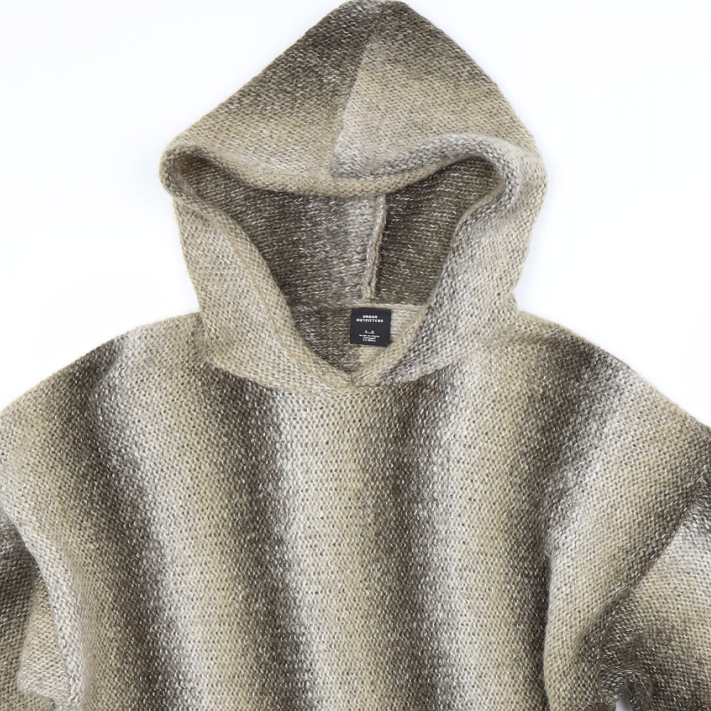 Urban Outfitters Mens Brown Striped  Pullover Hoodie Size L