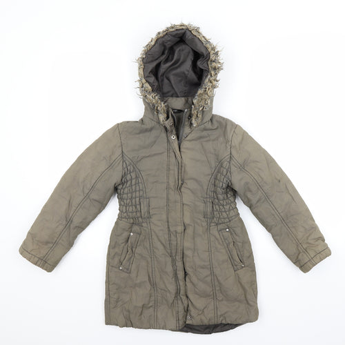 George Girls Green   Parka Coat Size 7-8 Years