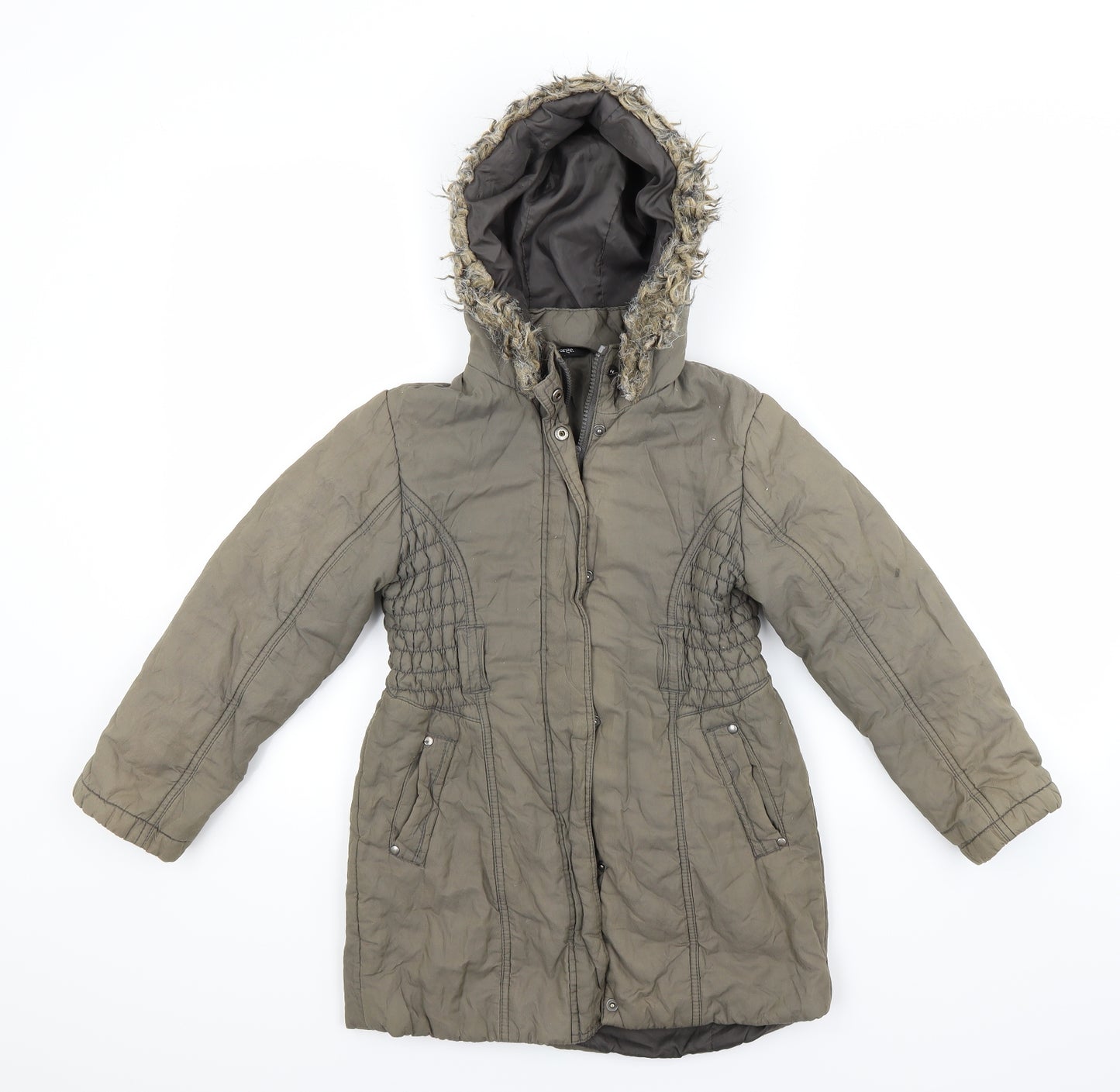 George Girls Green   Parka Coat Size 7-8 Years