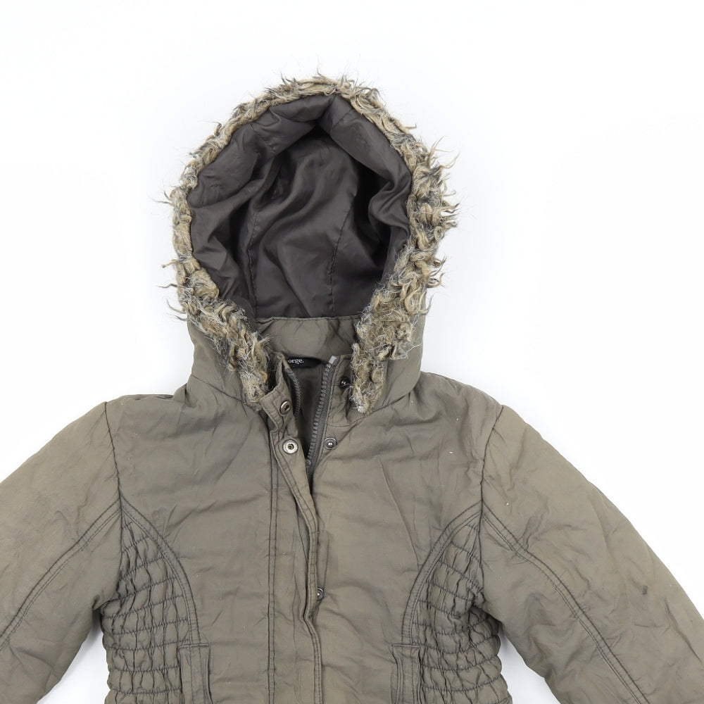George Girls Green   Parka Coat Size 7-8 Years