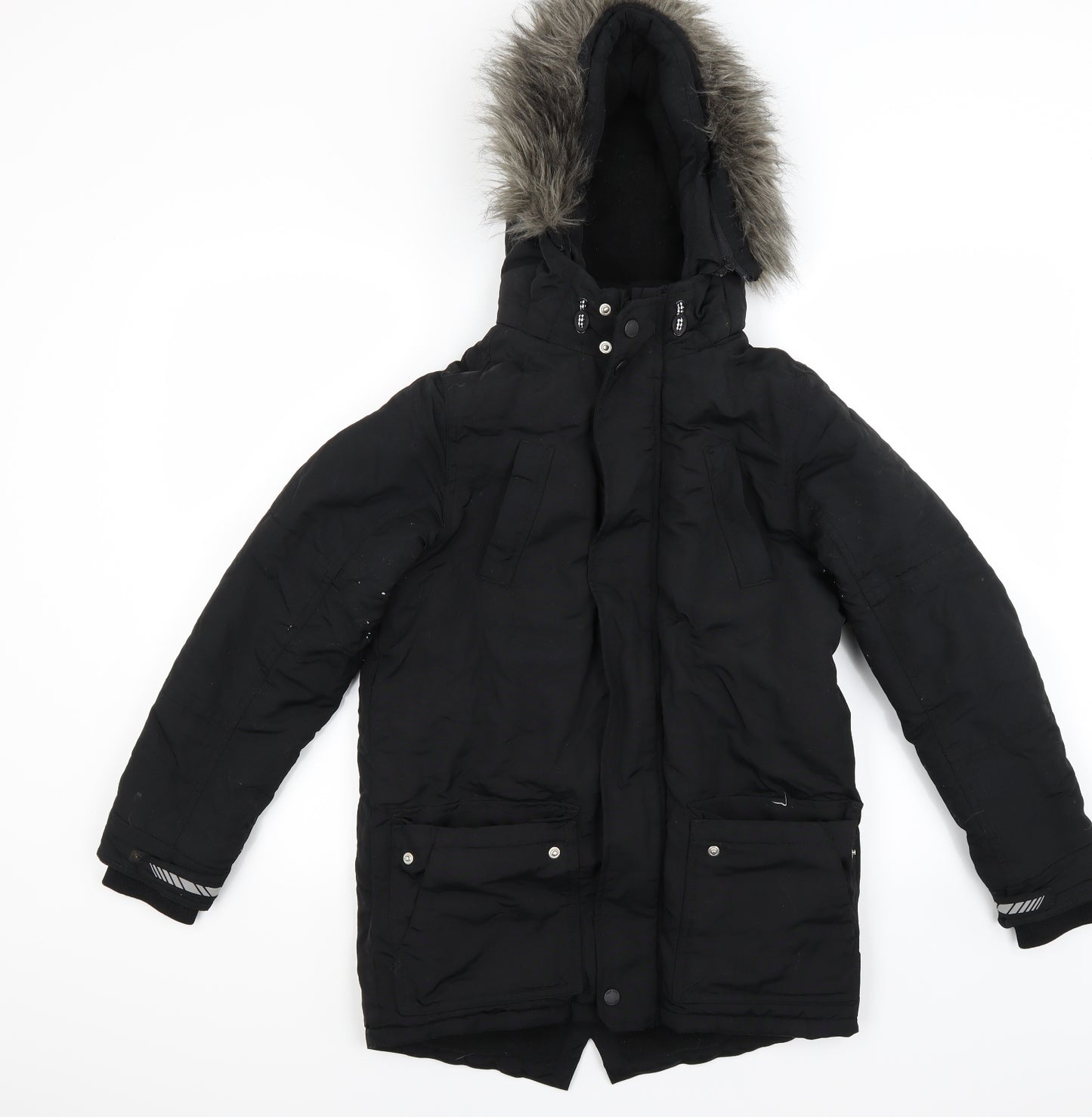 Blue Zoo Boys Black   Parka Coat Size 11-12 Years